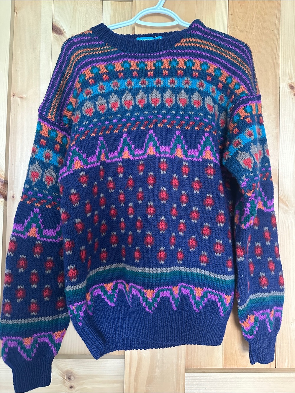 VTG Britches Classic Sport Hand Knit 100% Pure Virgin Wool Fair Isle Sweater